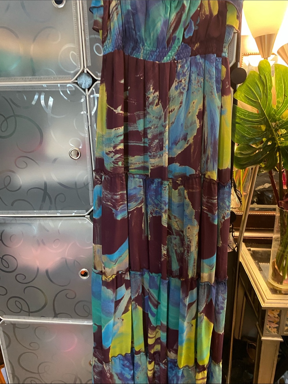 Strapless Multi-Color Ruffle Maxi Dress - Picture 4 of 4